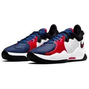 Nike PG 5 Basketball Shoes CW3143-101 White University Red Blue Mens Size 10.5